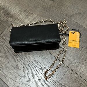 Valentino Black Crossbody Bag with Gold Chain